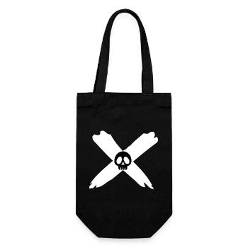 Totenkopf und weißes Kreuz - Geschenkbeutel für Flaschen - Schwarz - Vorne