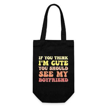 Si tu penses que je suis mignonne, tu devrais voir mon petit ami - Sac à bouteille - noir - Devant