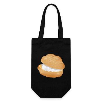 Illustration of a cream filled cream puff - Gift Bag for Bottles - black - Front