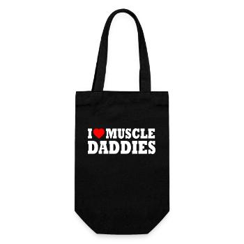 I love muscle daddies - Geschenkbeutel für Flaschen - Schwarz - Vorne