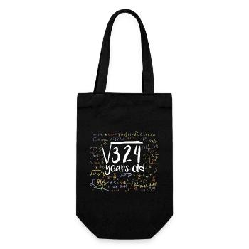 18th Birthday Square Root of 324: 18 Years Old - Gift Bag for Bottles - black - Front