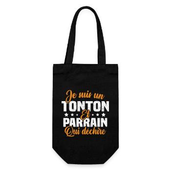 Je suis un tonton et parrain qui déchire - Sac à bouteille - noir - Devant