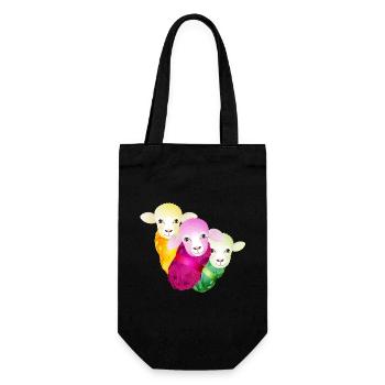 three colourful sheep with colour-coordinated wool - Gift Bag for Bottles - black - Front