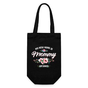 Mein neuer Name ist Mama, 1. Mal Mama EST 2023 - Geschenkbeutel für Flaschen - Schwarz - Vorne