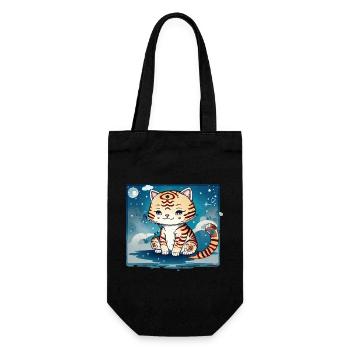 A cat design that couldn't be sweeter. - Gift Bag for Bottles - black - Front