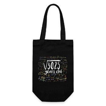 55th Birthday Square Root of 3025: 55 Years Old - Gift Bag for Bottles - black - Front