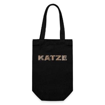 Katze mit Katzenfell Schriftzug - Geschenkbeutel für Flaschen - Schwarz - Vorne