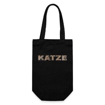 Katze mit Katzenfell Schriftzug - Geschenkbeutel für Flaschen - Schwarz - Vorne
