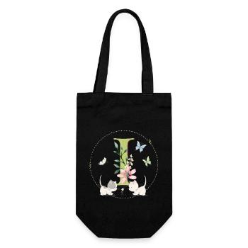 Lettre initiale I avec chat - Sac à bouteille - noir - Devant