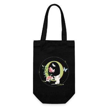 First letter O with cat - Gift Bag for Bottles - black - Front