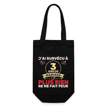 3 Ans De Mariage Noces De Coton Cadeau Mari 3eme - Sac à bouteille - noir - Devant