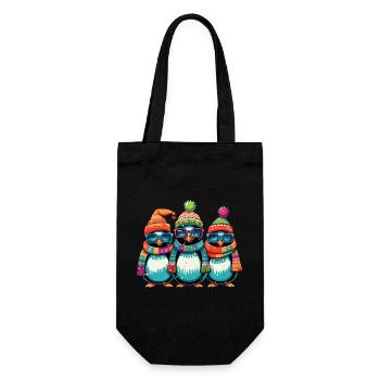 Drôle de Noël pingouins cool - Sac à bouteille - noir - Devant