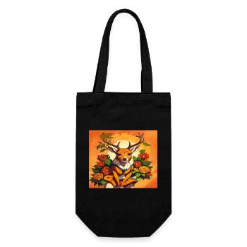 Floral Fawn in Orange Portrait - Gift Bag for Bottles - black - Front