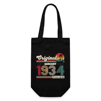 90th Birthday Original January Vintage 1934 - Gift Bag for Bottles - black - Front