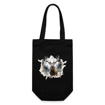 Watercolor deer in the forest - Gift Bag for Bottles - black - Front