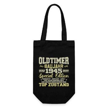 Jahrgang 1945 geboren Retro Geburtstag Vintage - Geschenkbeutel für Flaschen - Schwarz - Vorne