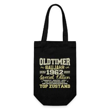 Jahrgang 1962 geboren Retro Geburtstag Vintage - Geschenkbeutel für Flaschen - Schwarz - Vorne