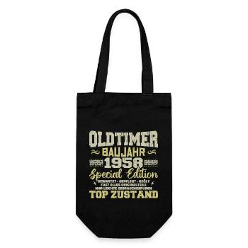 Jahrgang 1958 geboren Retro Geburtstag Vintage - Geschenkbeutel für Flaschen - Schwarz - Vorne