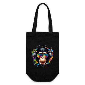 DJ Monkey Chimpanzee Monkey Music Headphones Funny - Gift Bag for Bottles - black - Front