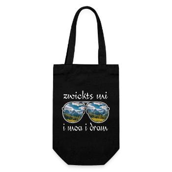 zwickts mi i moa i dram, Dialekt, wandern, Berge - Geschenkbeutel für Flaschen - Schwarz - Vorne