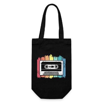 Cassette musique rétro enregistre des couleurs vintage logo - Sac à bouteille - noir - Devant