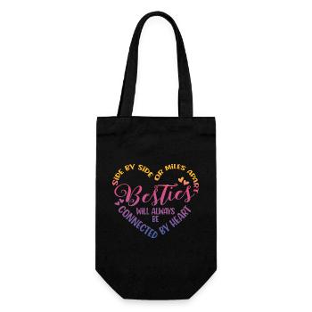 Seite An Seite Oder Meilenweit Auseinander Besties - Geschenkbeutel für Flaschen - Schwarz - Vorne