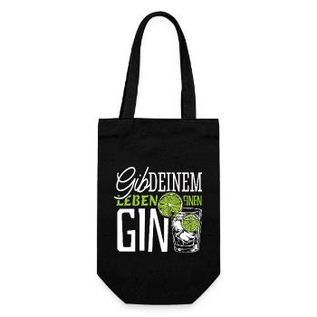 Gib deinem Leben einen Gin - Wortspiel - Geschenkbeutel für Flaschen - Schwarz - Vorne