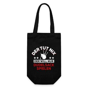 Der tut nix der will nur Dudelsack spielen Spruch - Geschenkbeutel für Flaschen - Schwarz - Vorne