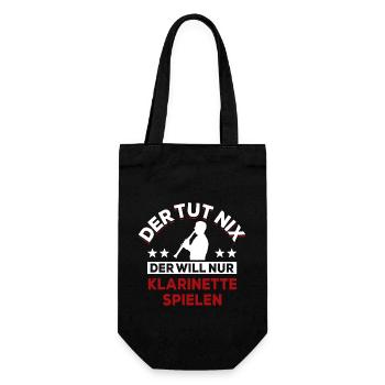 Der tut nix der will nur Klarinette spielen - Geschenkbeutel für Flaschen - Schwarz - Vorne