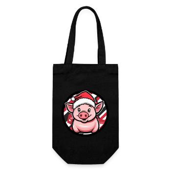 Pig Christmas Animal - Gift Bag for Bottles - black - Front