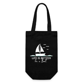 La vie est meilleure sur un bateau à voile dans un port de yacht - Sac à bouteille - noir - Devant