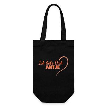Geschenk für Antje - Geschenkbeutel für Flaschen - Schwarz - Vorne