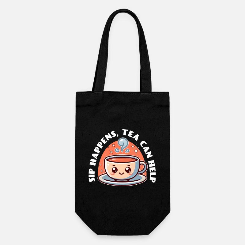 SIP HAPPENS, TEA CAN HELP - Gift Bag for Bottles - black
