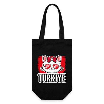 Türkei Katze Fußball Katzenliebhaber - Geschenkbeutel für Flaschen - Schwarz - Vorne