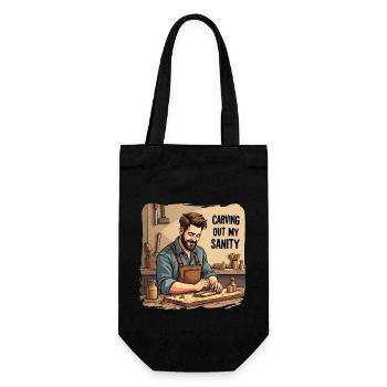 Holzarbeit Woodworking Carving out my Sanity - Gift Bag for Bottles - black - Front