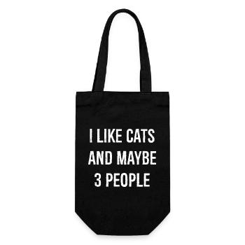Ich mag Katzen und vielleicht 3 Leute lustiges Shirt - Geschenkbeutel für Flaschen - Schwarz - Vorne