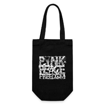 Punk Frieden Freiheit Distressed Grafik Typografie - Geschenkbeutel für Flaschen - Schwarz - Vorne