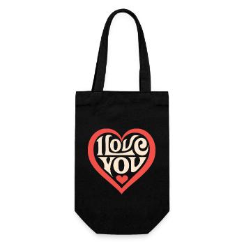 I love You - Valentine' Day - Love - Gift - Gift Bag for Bottles - black - Front