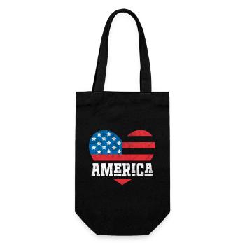 America Flag Heart - Gift Bag for Bottles - black - Front