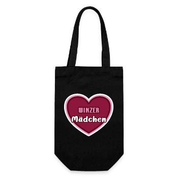 Winzer Mädchen Kind Winzermädchen Winzerin - Geschenkbeutel für Flaschen - Schwarz - Vorne