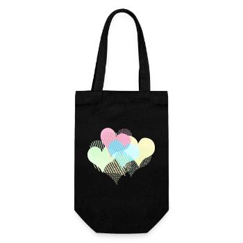 De nombreux cœurs colorés avec des rayures à pois - Sac à bouteille - noir - Devant