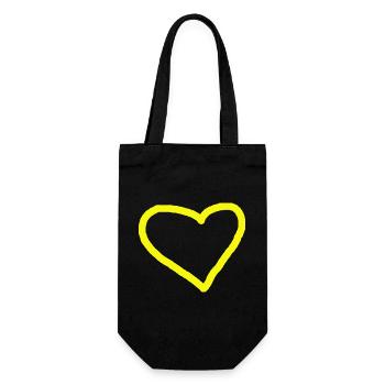 Herz gelb Geschenkidee Herzchen Liebe verliebt - Geschenkbeutel für Flaschen - Schwarz - Vorne
