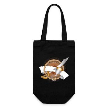 Pirate Saber & Hook Hand with Banner Adventure Motif - Gift Bag for Bottles - black - Front