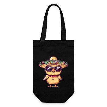Kücken Huhn Comic Lustig Sombrero - Geschenkbeutel für Flaschen - Schwarz - Vorne