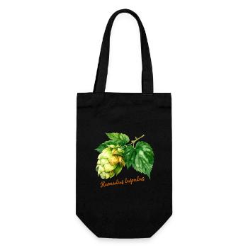 Humulus lupulus - botanische Illustration - Geschenkbeutel für Flaschen - Schwarz - Vorne