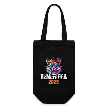 Teneriffa 2025 Urlaub Fuchs - Geschenkbeutel für Flaschen - Schwarz - Vorne
