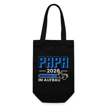 Werdender Vater PAPA IM AUFBAU 2026 Lustig - Geschenkbeutel für Flaschen - Schwarz - Vorne