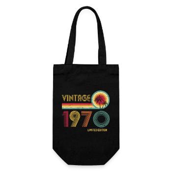Vintage 1970s Retro Circular Design - Gift Bag for Bottles - black - Front
