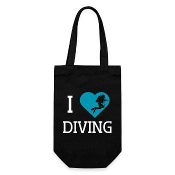 I love Diving T-Shirt - Geschenkbeutel für Flaschen - Schwarz - Vorne