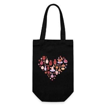 Love for Pottery Heart Shape Art - Gift Bag for Bottles - black - Front